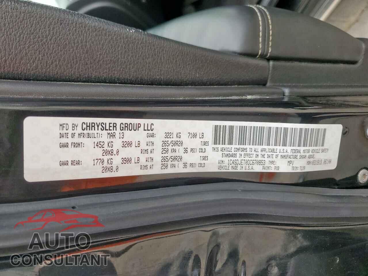 DODGE DURANGO 2013 - 1C4SDJET0DC670853