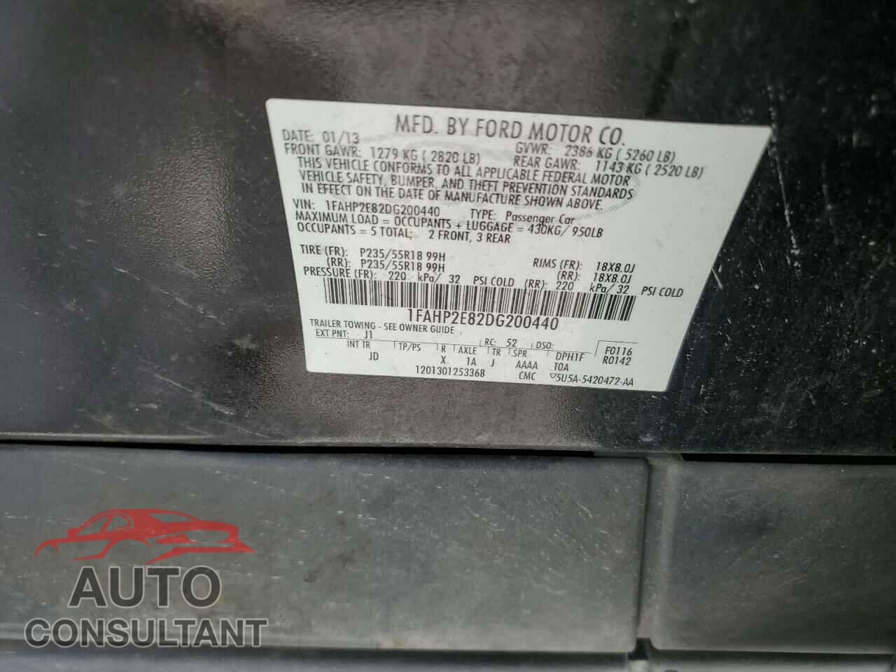 FORD TAURUS 2013 - 1FAHP2E82DG200440