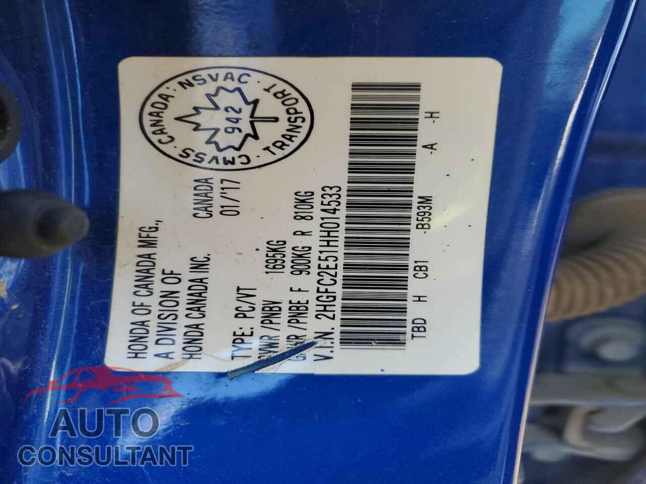 HONDA CIVIC 2017 - 2HGFC2E51HH014533