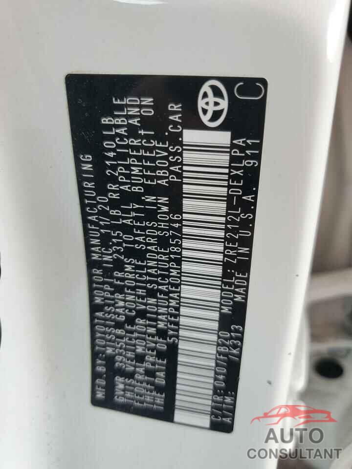 TOYOTA COROLLA 2021 - 5YFEPMAE0MP185746
