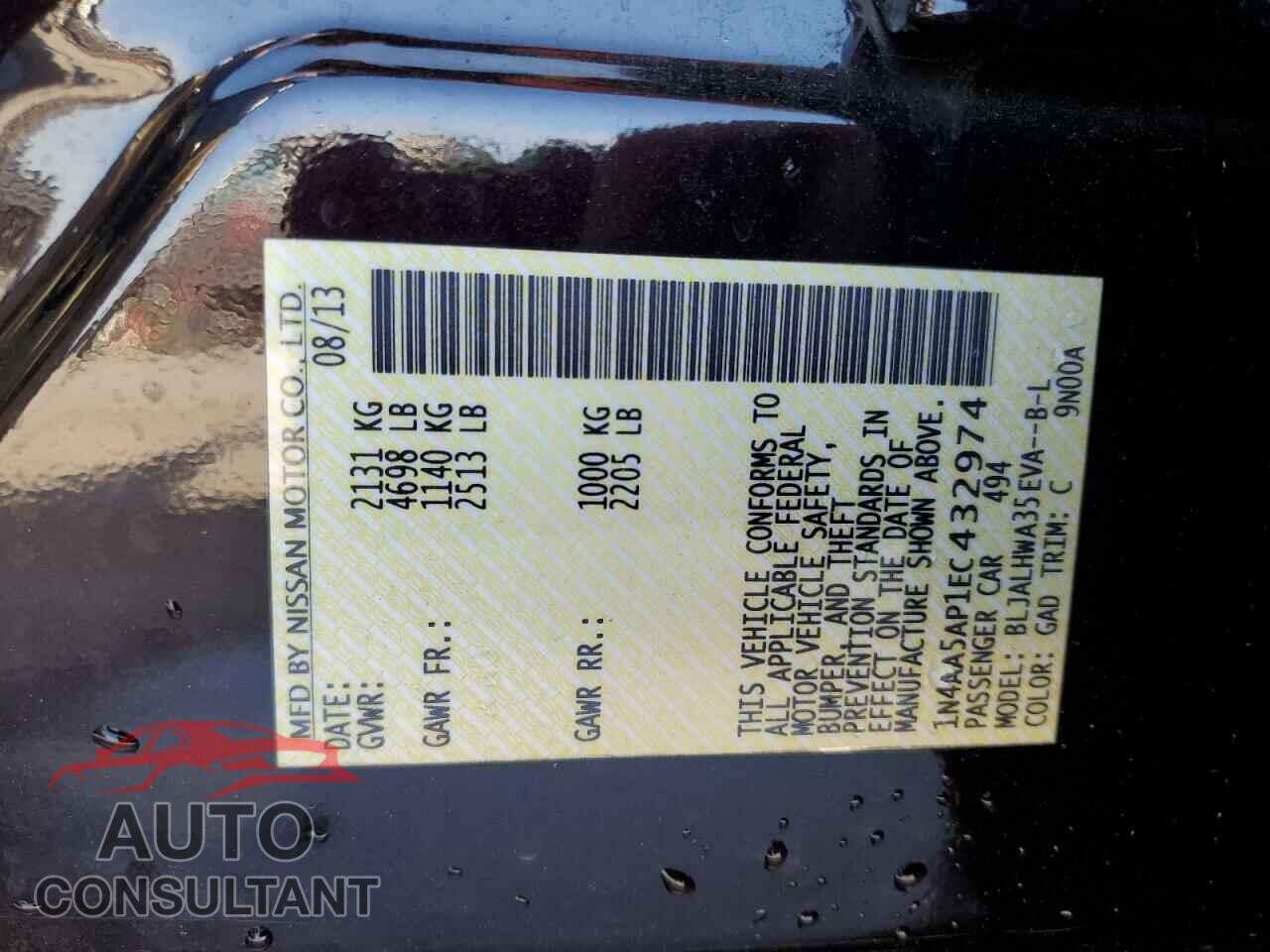NISSAN MAXIMA 2014 - 1N4AA5AP1EC432974