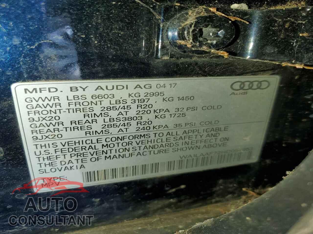 AUDI Q7 2017 - WA1LAAF72HD054953