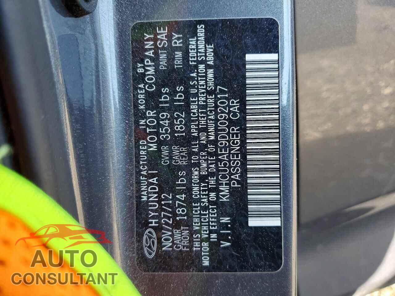 HYUNDAI ACCENT 2013 - KMHCU5AE9DU092017