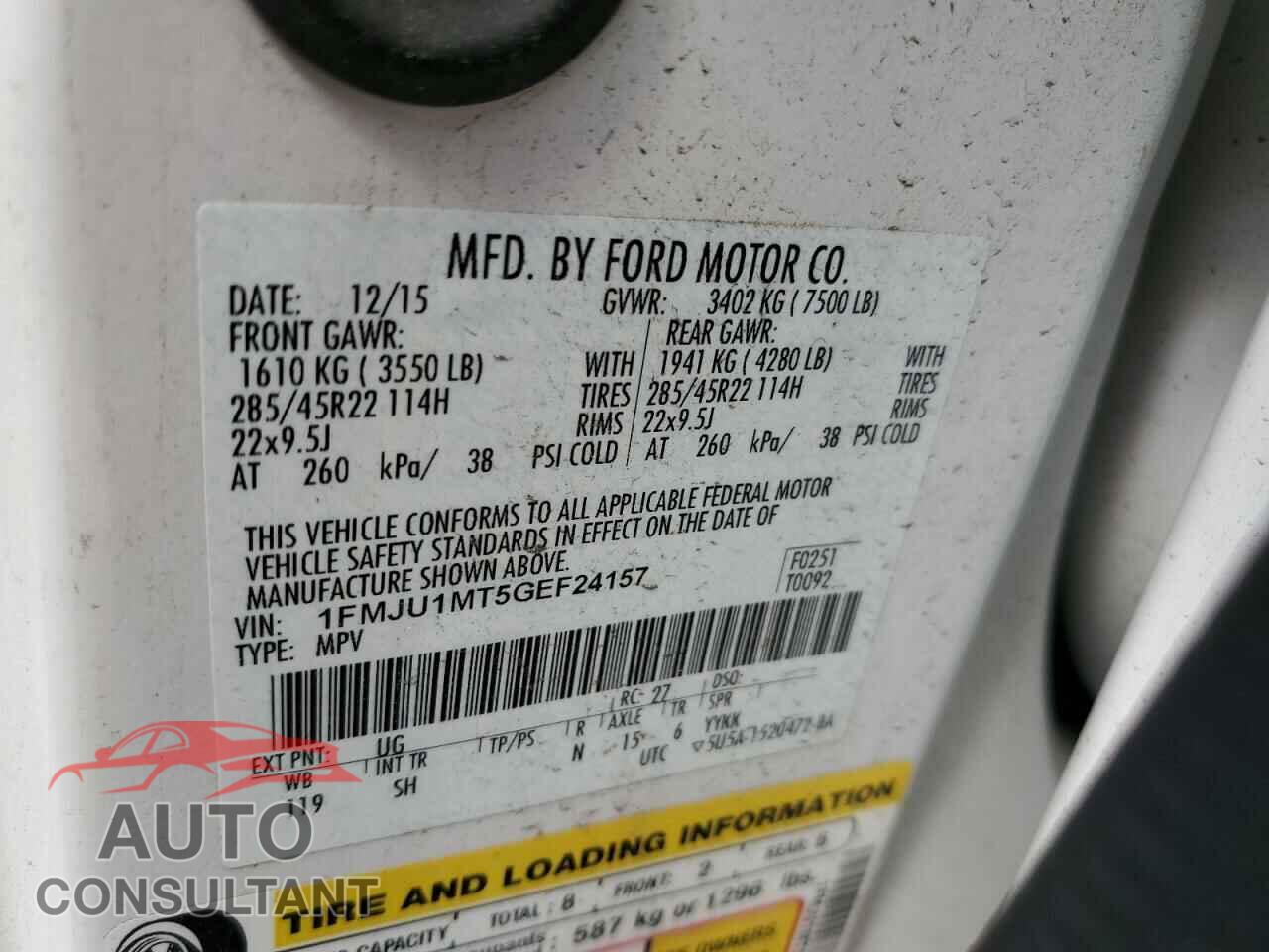 FORD EXPEDITION 2016 - 1FMJU1MT5GEF24157