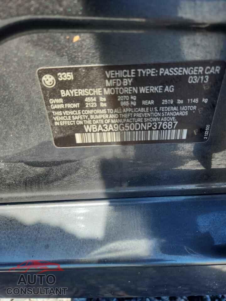 BMW 3 SERIES 2013 - WBA3A9G50DNP37687