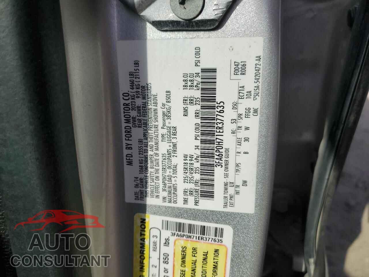 FORD FUSION 2014 - 3FA6P0H71ER377635