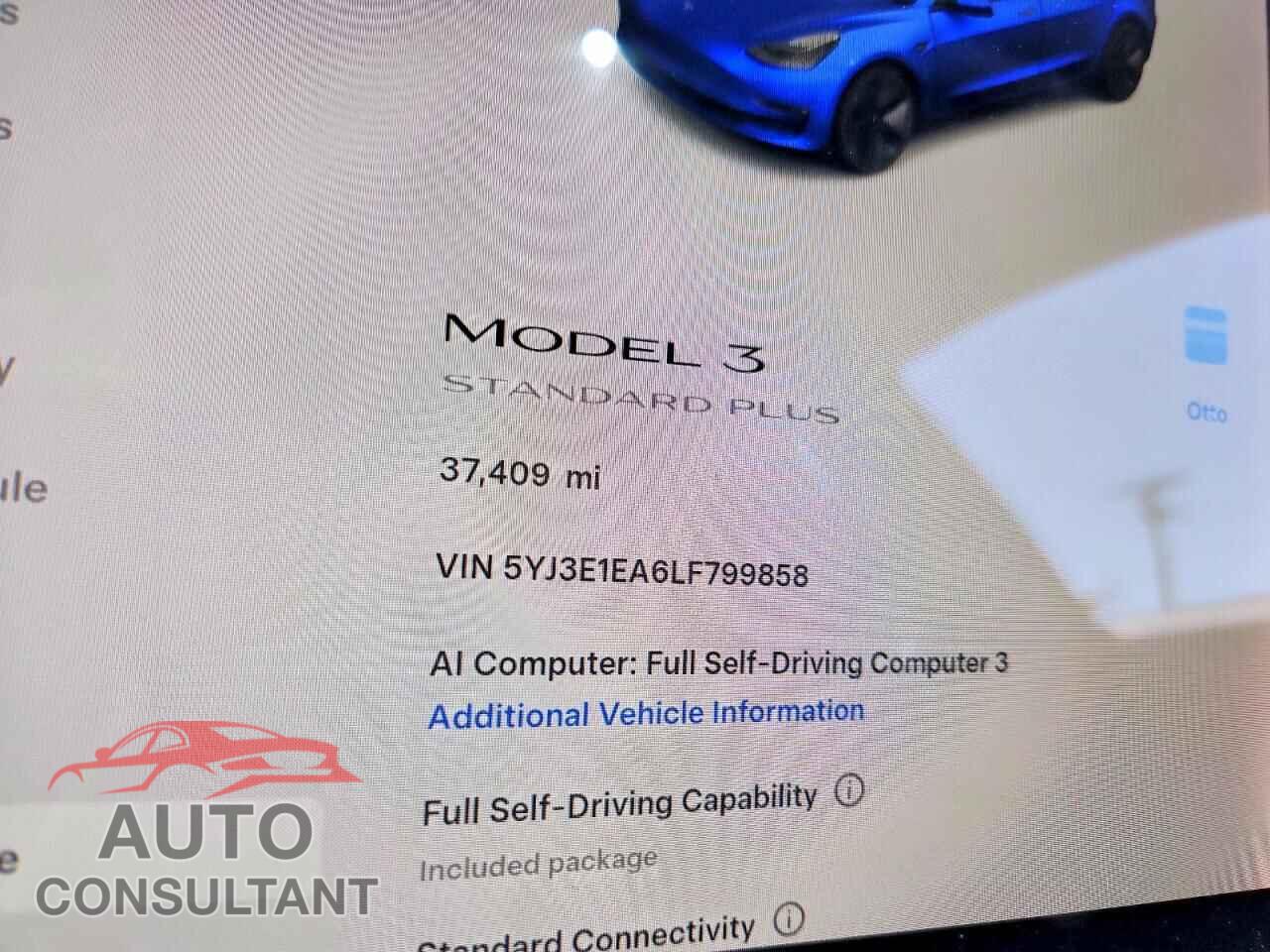 TESLA MODEL 3 2020 - 5YJ3E1EA6LF799858