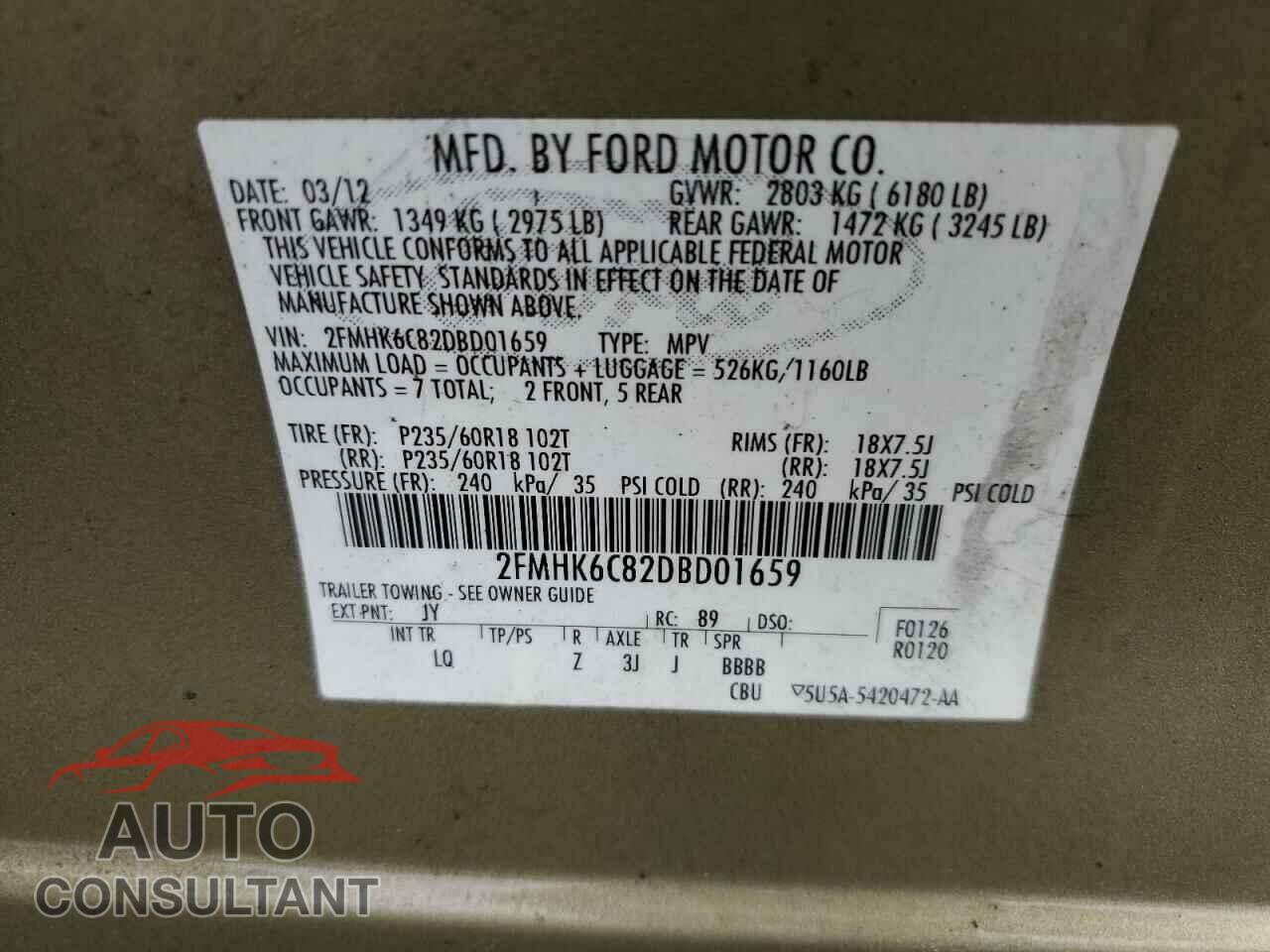 FORD FLEX 2013 - 2FMHK6C82DBD01659