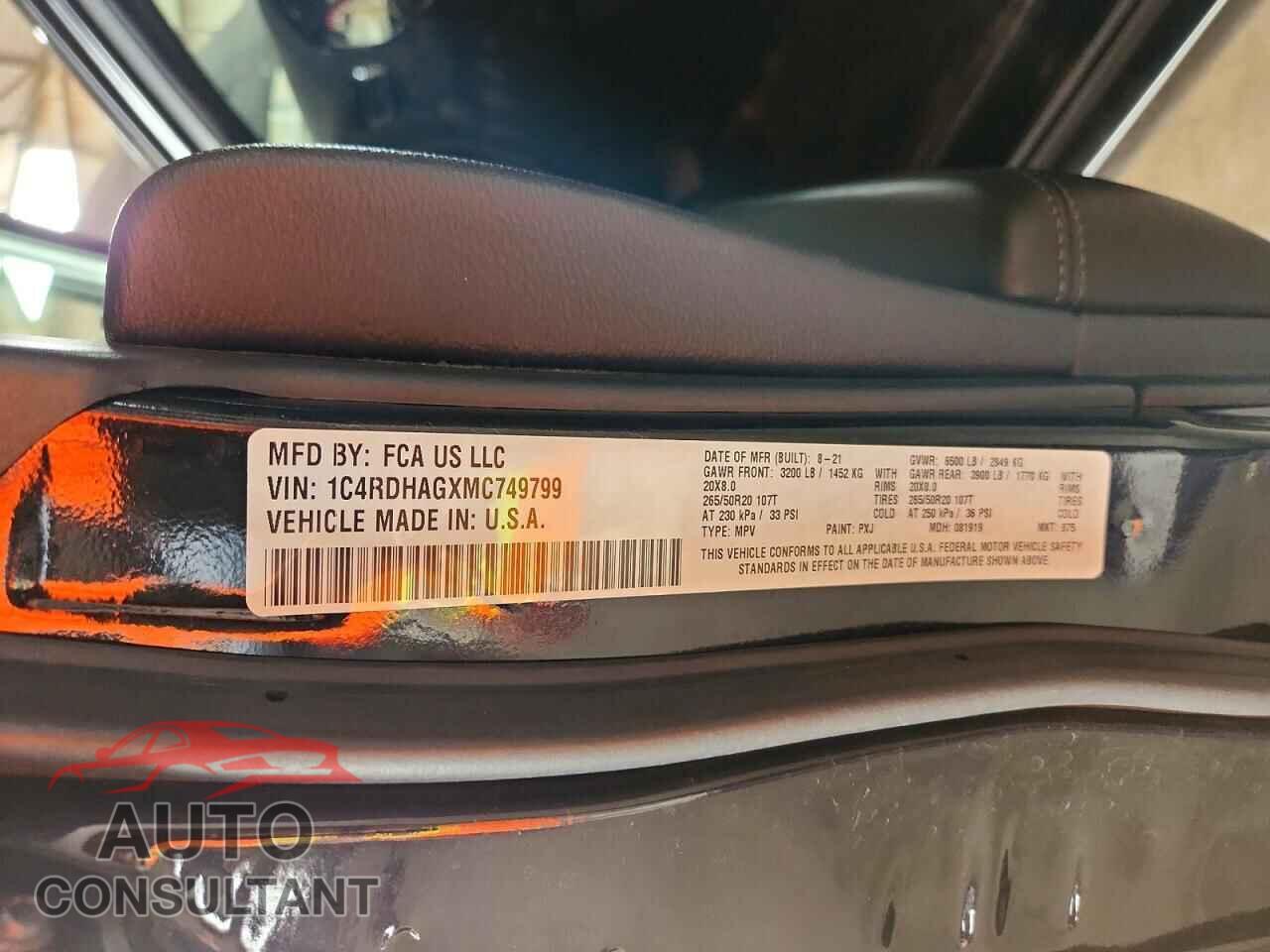DODGE DURANGO 2021 - 1C4RDHAGXMC749799