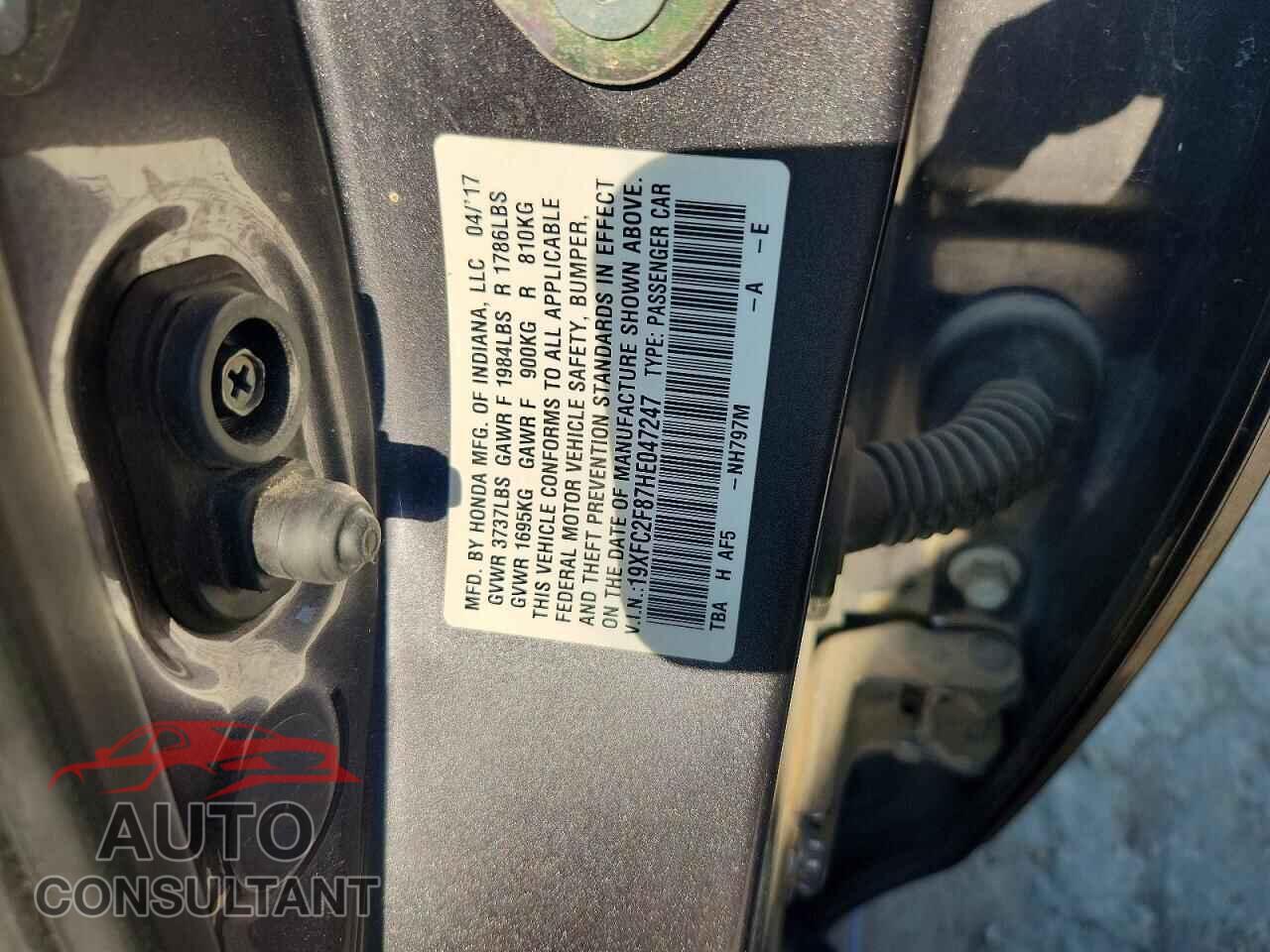 HONDA CIVIC 2017 - 19XFC2F87HE047247