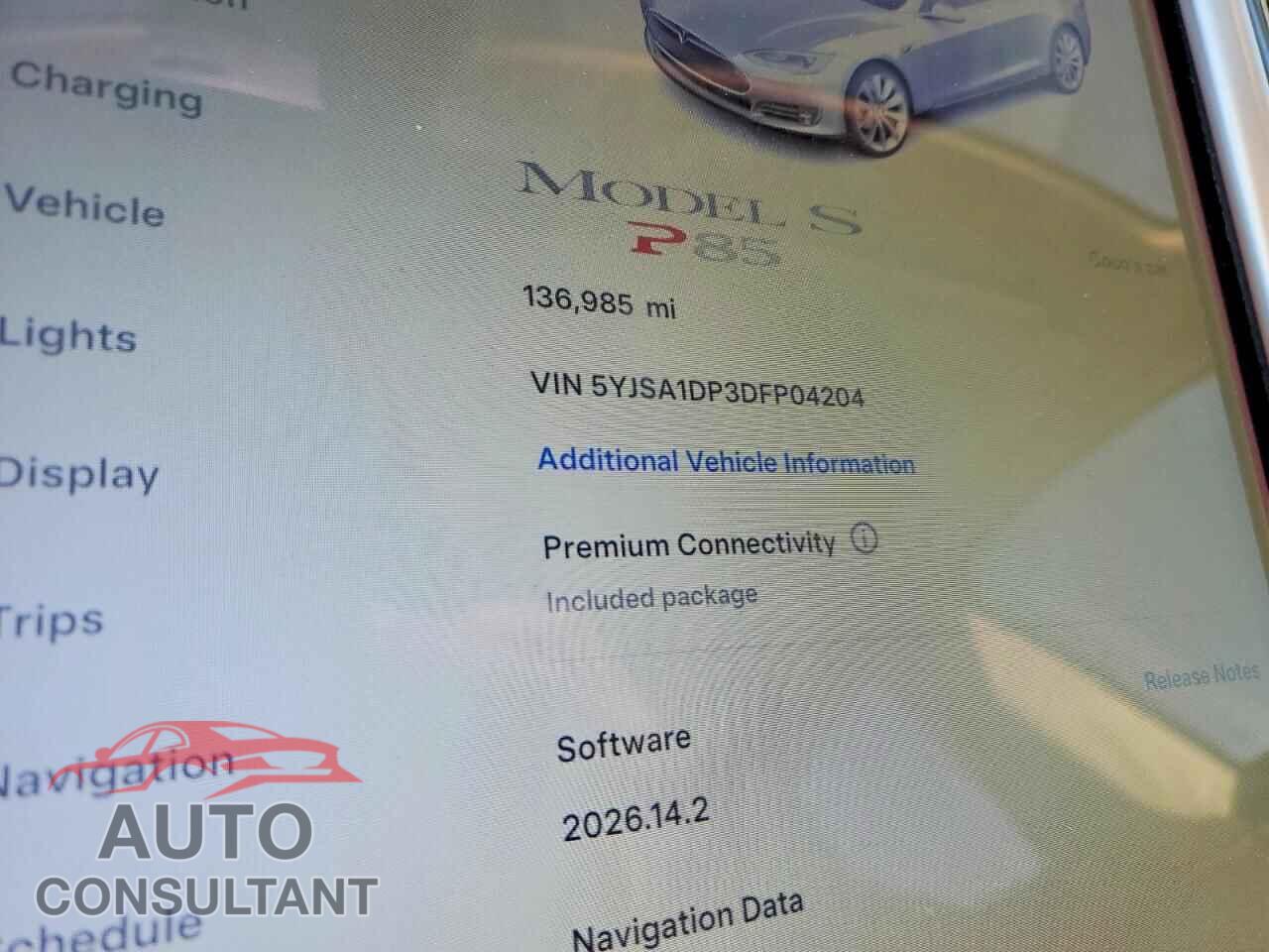 TESLA MODEL S 2013 - 5YJSA1DP3DFP04204