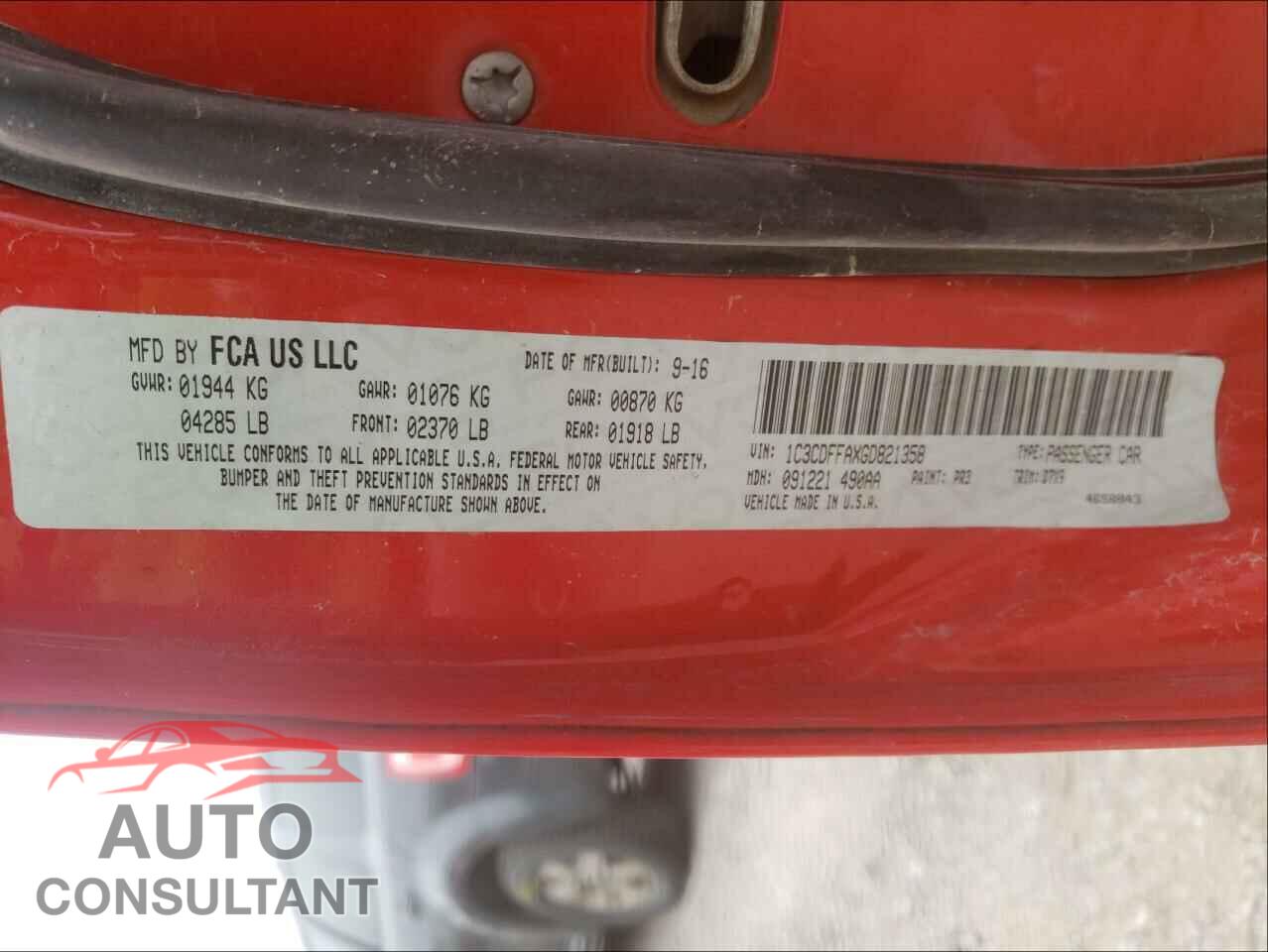 DODGE DART 2016 - 1C3CDFFAXGD821358