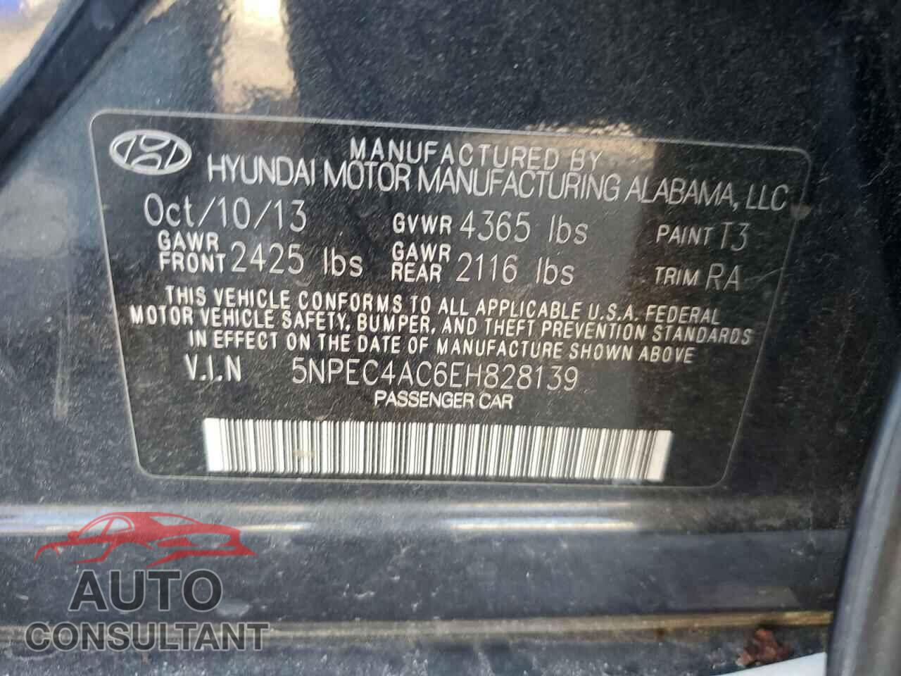 HYUNDAI SONATA 2014 - 5NPEC4AC6EH828139