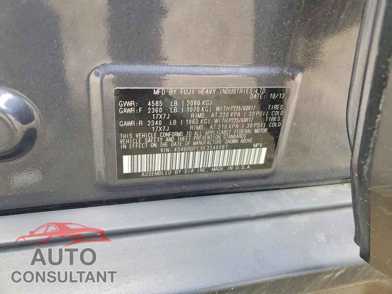 SUBARU OUTBACK 2014 - 4S4BRBPC9E3248081