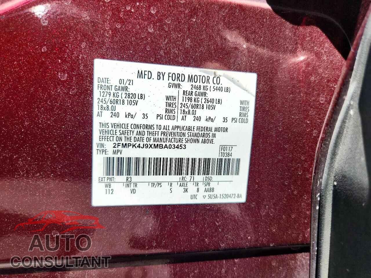 FORD EDGE 2021 - 2FMPK4J9XMBA03453