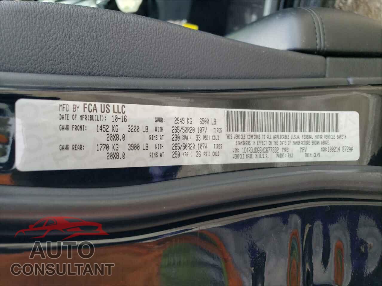 DODGE DURANGO 2017 - 1C4RDJDG6HC677332
