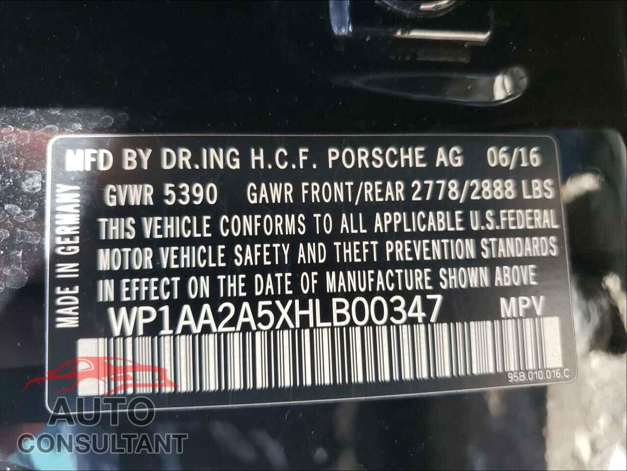 PORSCHE MACAN 2017 - WP1AA2A5XHLB00347