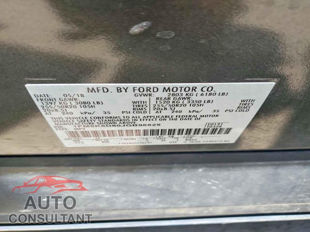 FORD EXPLORER 2018 - 1FM5K8D80JGB98825