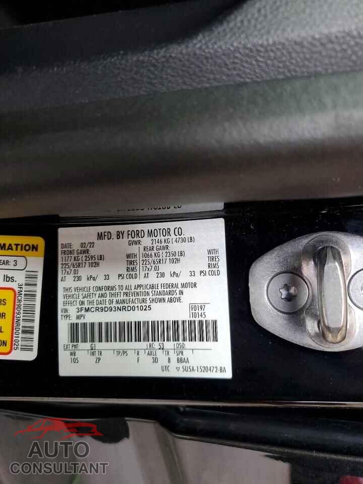 FORD BRONCO 2022 - 3FMCR9D93NRD01025
