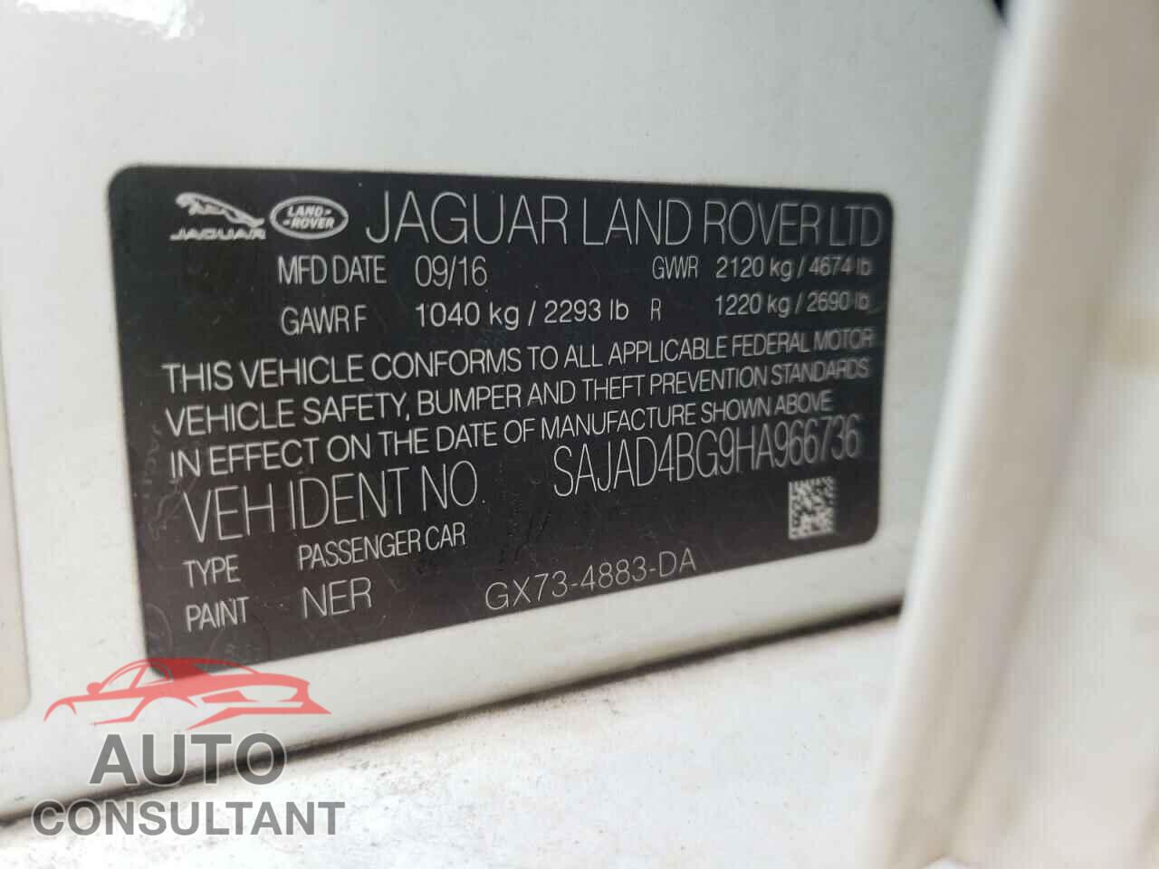 JAGUAR XE 2017 - SAJAD4BG9HA966736
