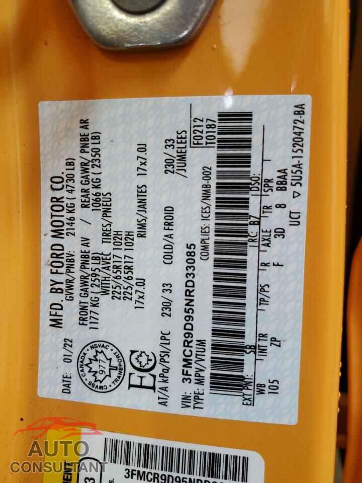 FORD BRONCO 2022 - 3FMCR9D95NRD33085