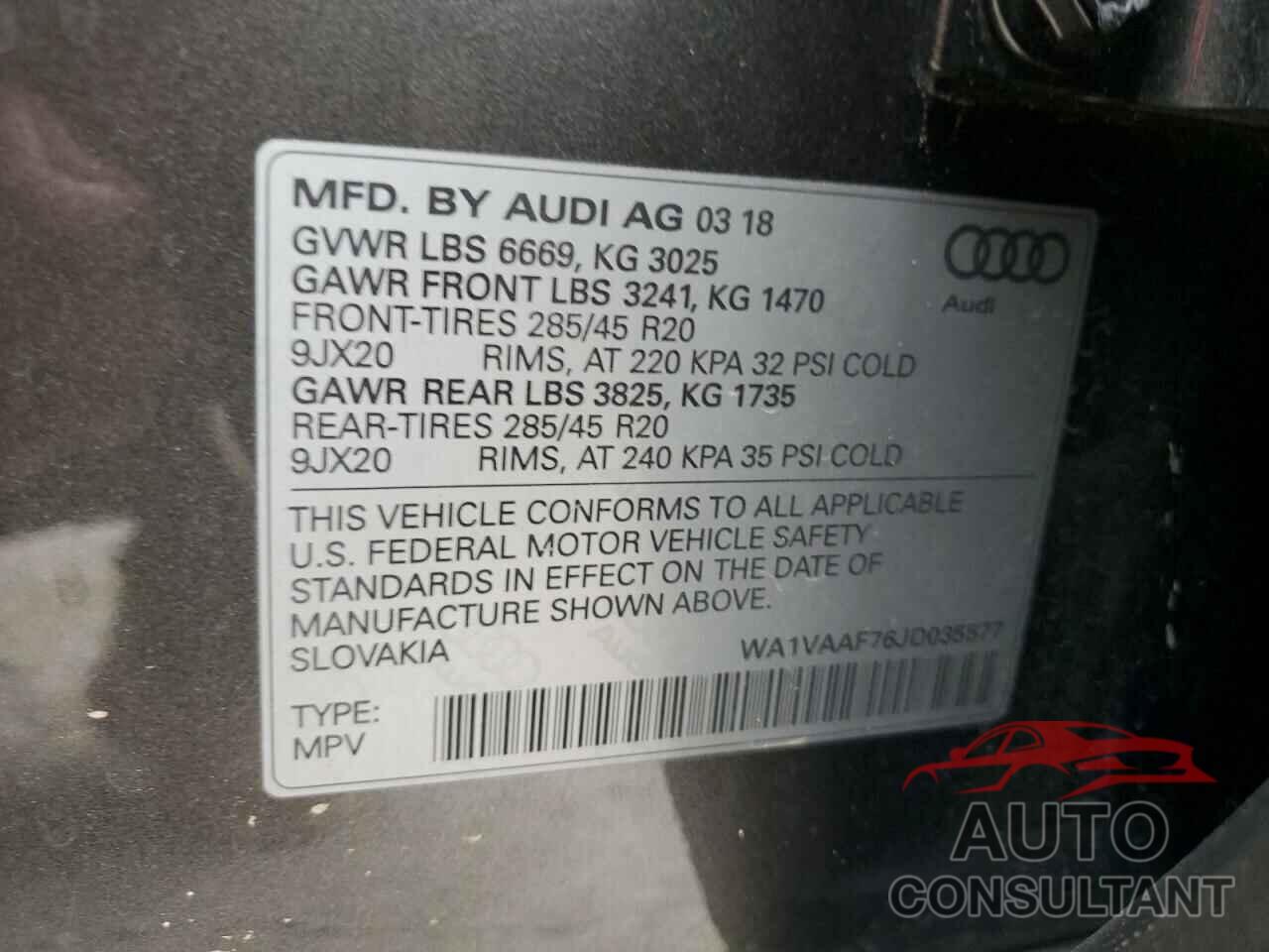 AUDI Q7 2018 - WA1VAAF76JD035577