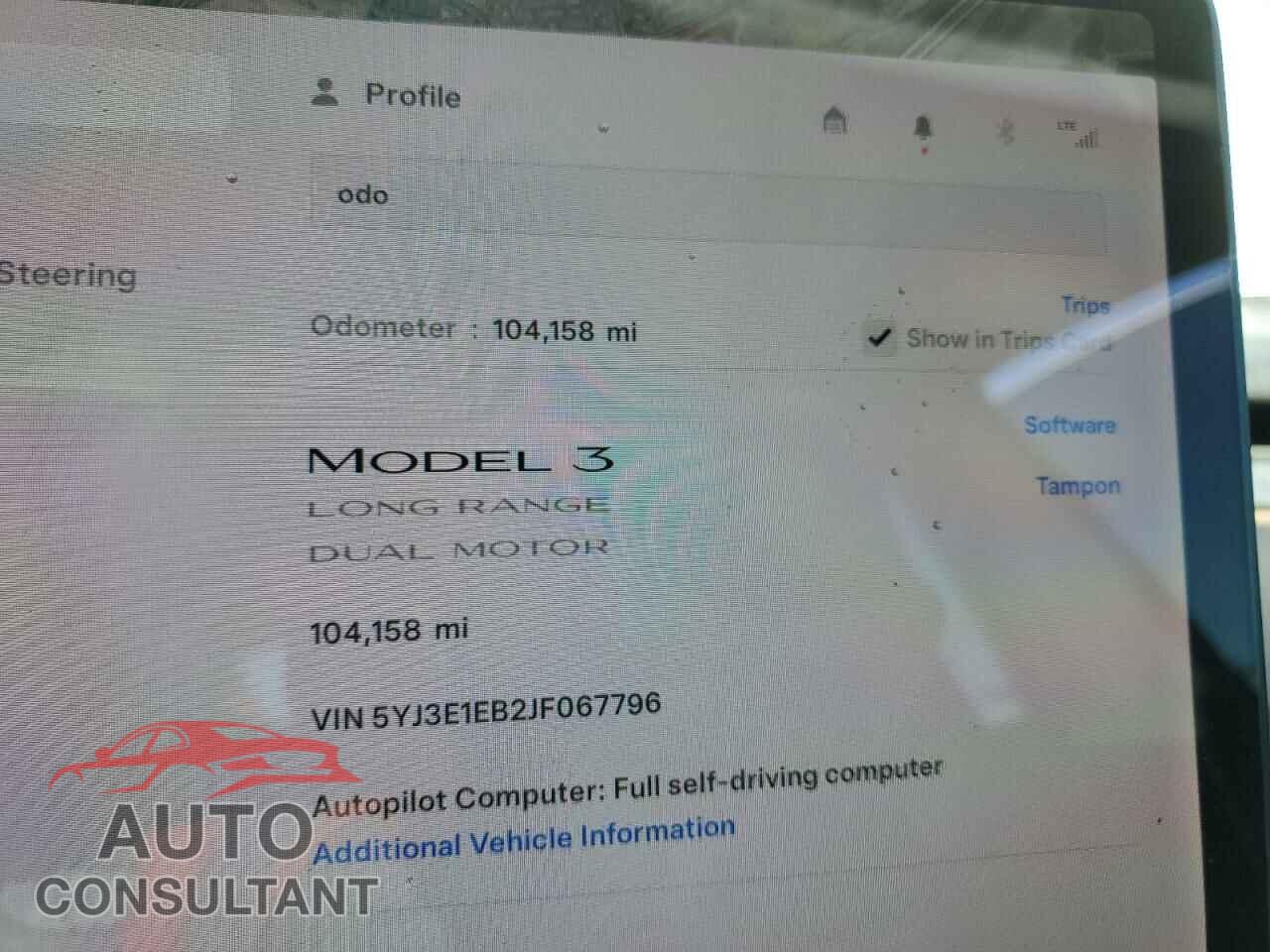 TESLA MODEL 3 2018 - 5YJ3E1EB2JF067796