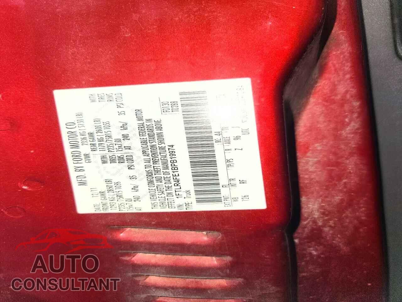 FORD RANGER 2011 - 1FTLR4FE1BPB19974