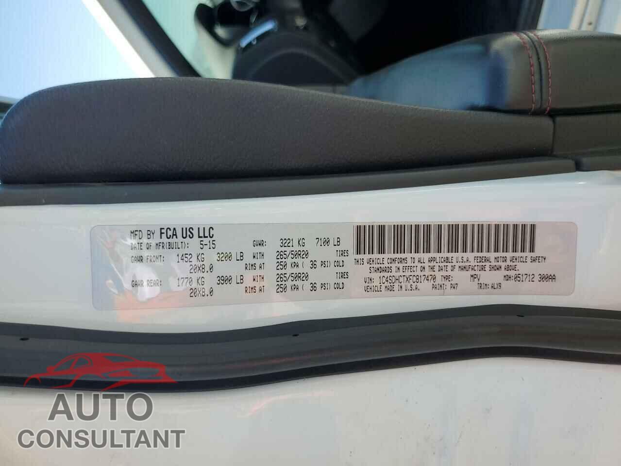 DODGE DURANGO 2015 - 1C4SDHCTXFC817470