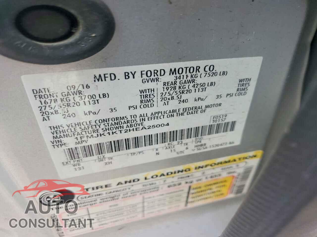 FORD EXPEDITION 2017 - 1FMJK1KT2HEA25004