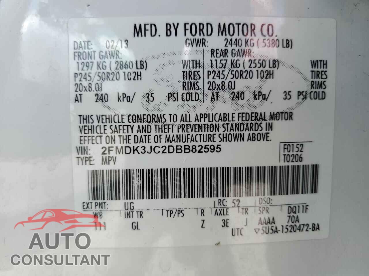 FORD EDGE 2013 - 2FMDK3JC2DBB82595