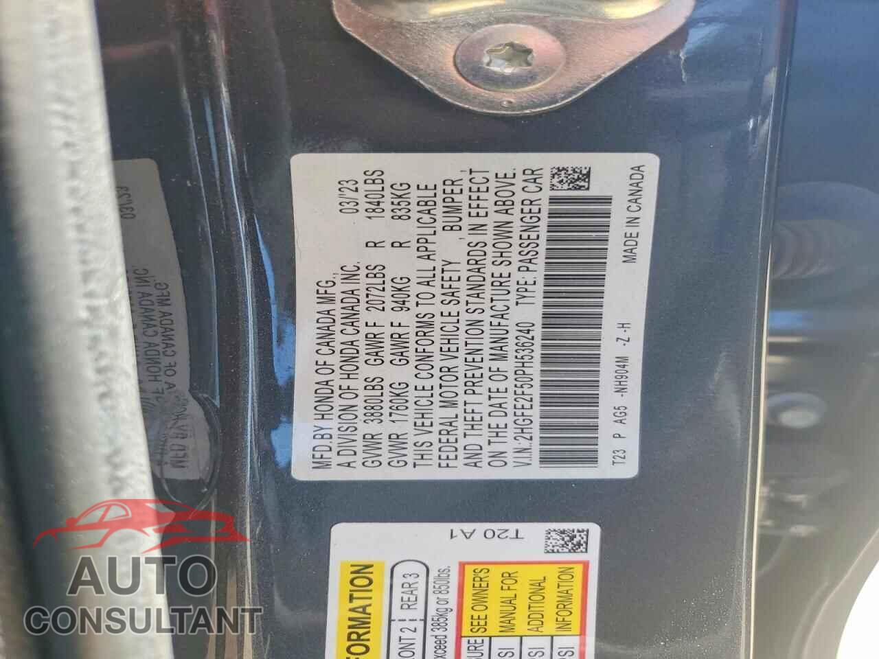 HONDA CIVIC 2023 - 2HGFE2F50PH536240