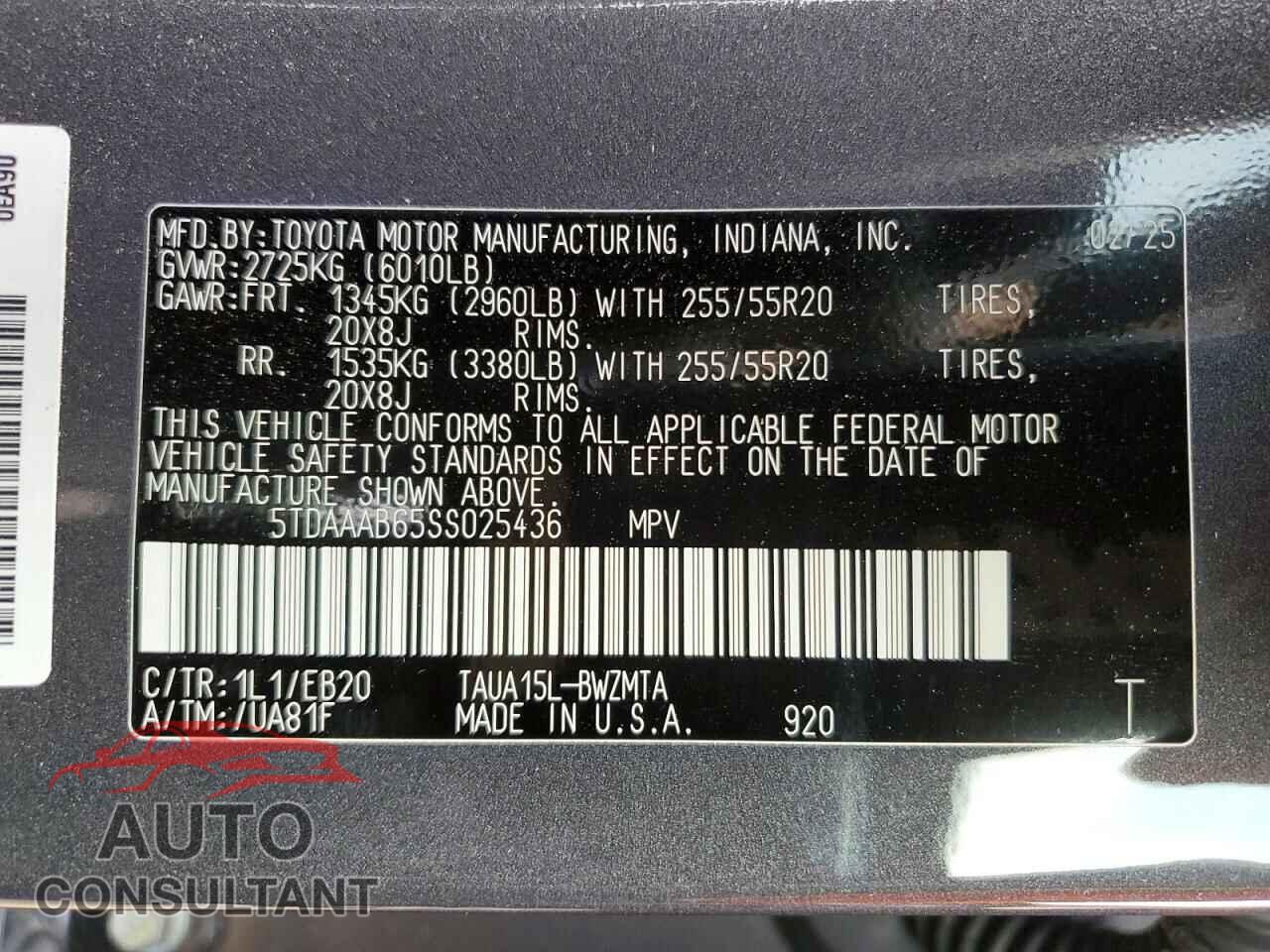 LEXUS UNKNOWN 2025 - 5TDAAAB65SS025436