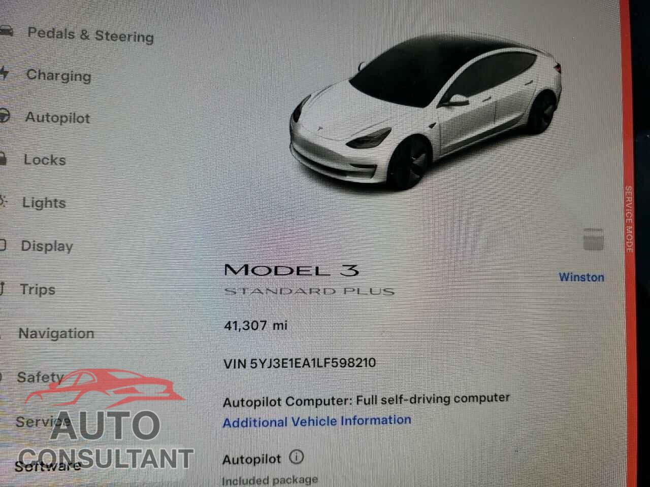 TESLA MODEL 3 2020 - 5YJ3E1EA1LF598210