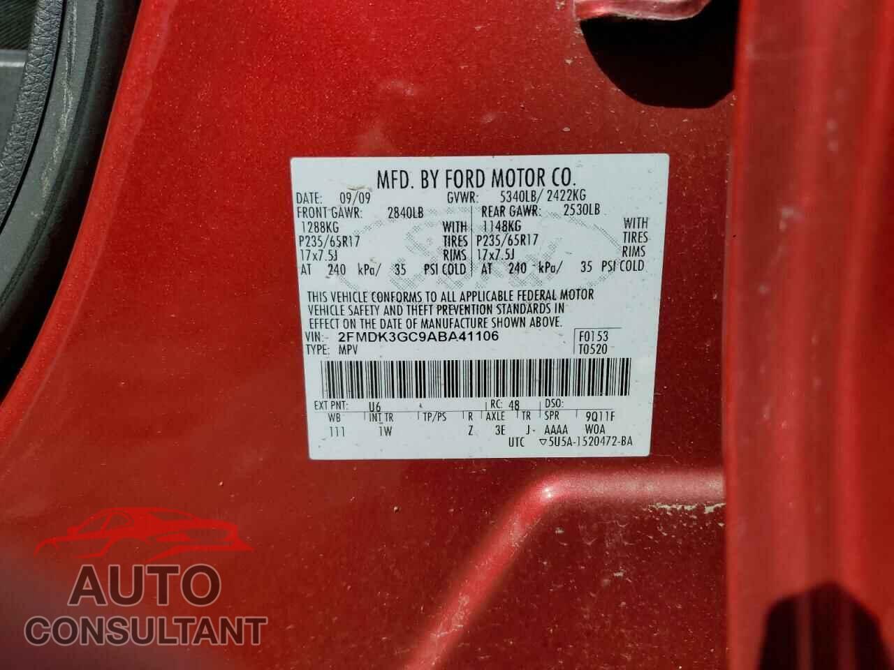 FORD EDGE 2010 - 2FMDK3GC9ABA41106