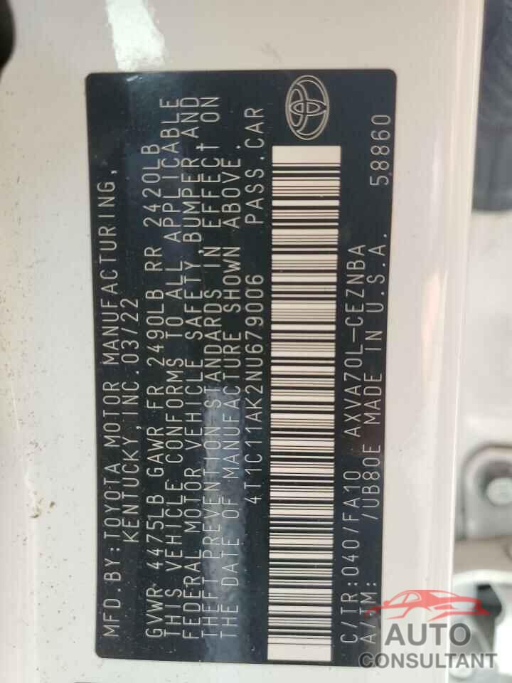 TOYOTA CAMRY 2022 - 4T1C11AK2NU679006