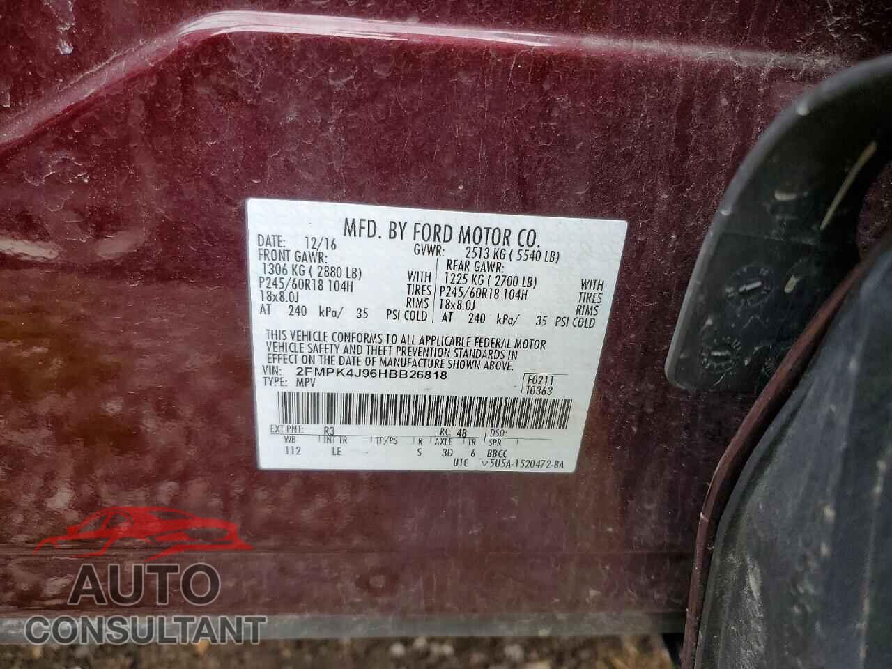 FORD EDGE 2017 - 2FMPK4J96HBB26818