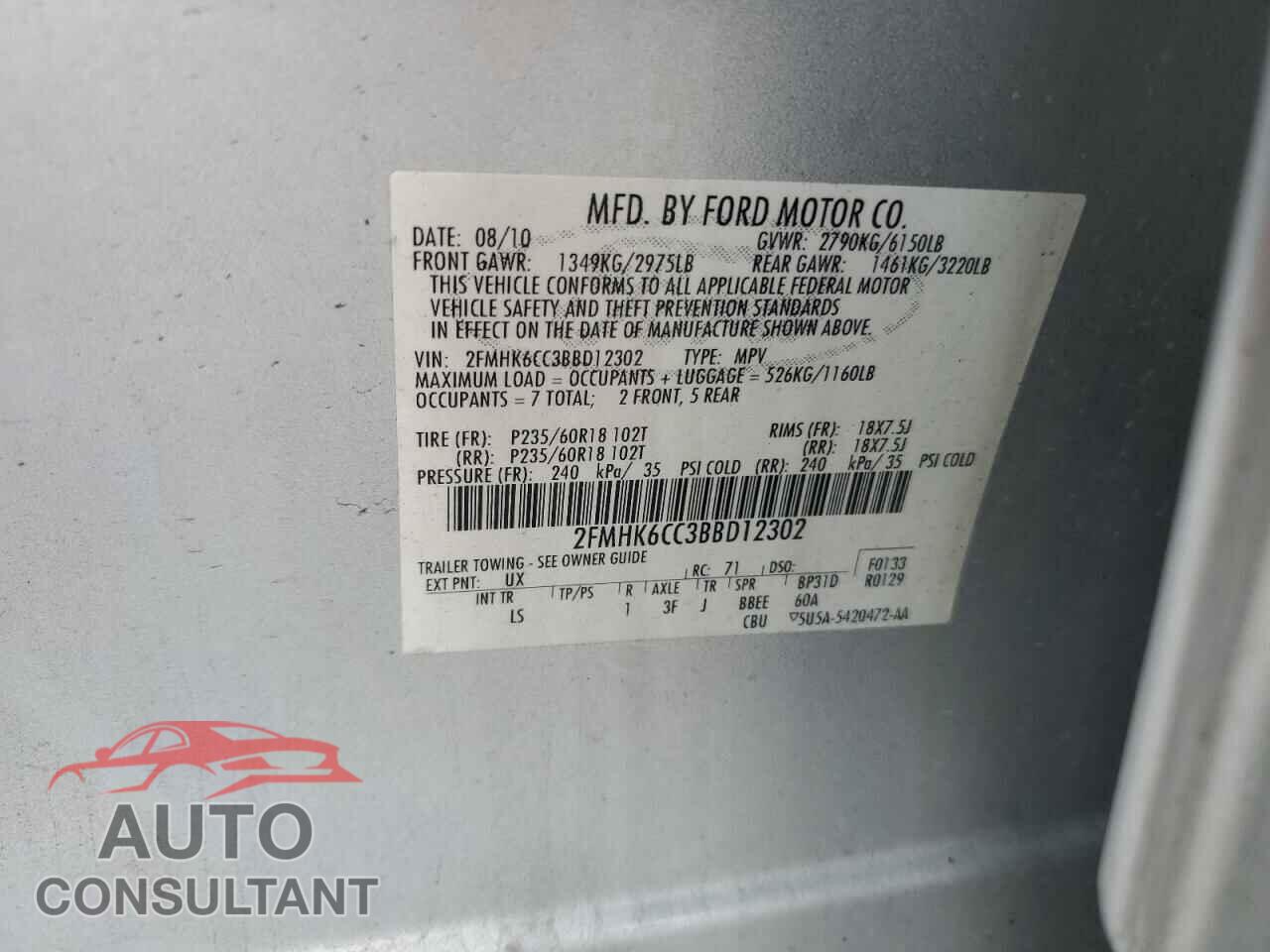 FORD FLEX 2011 - 2FMHK6CC3BBD12302