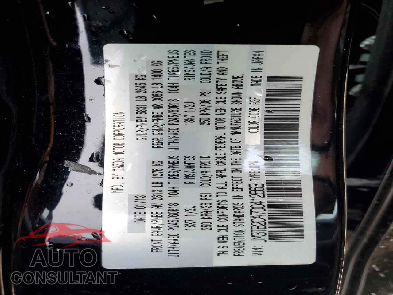 MAZDA CX-9 2013 - JM3TB2CA7D0412663
