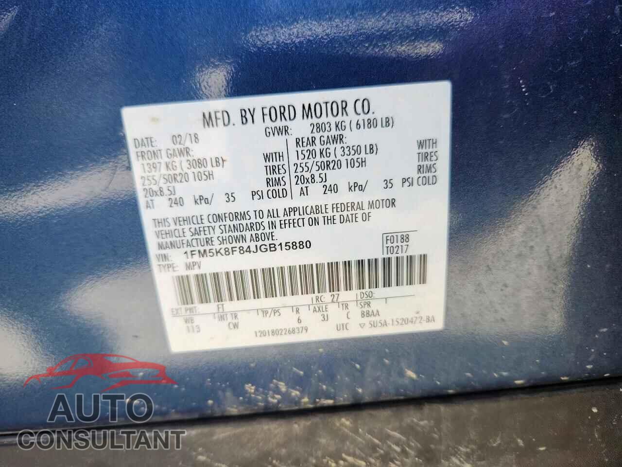 FORD EXPLORER 2018 - 1FM5K8F84JGB15880