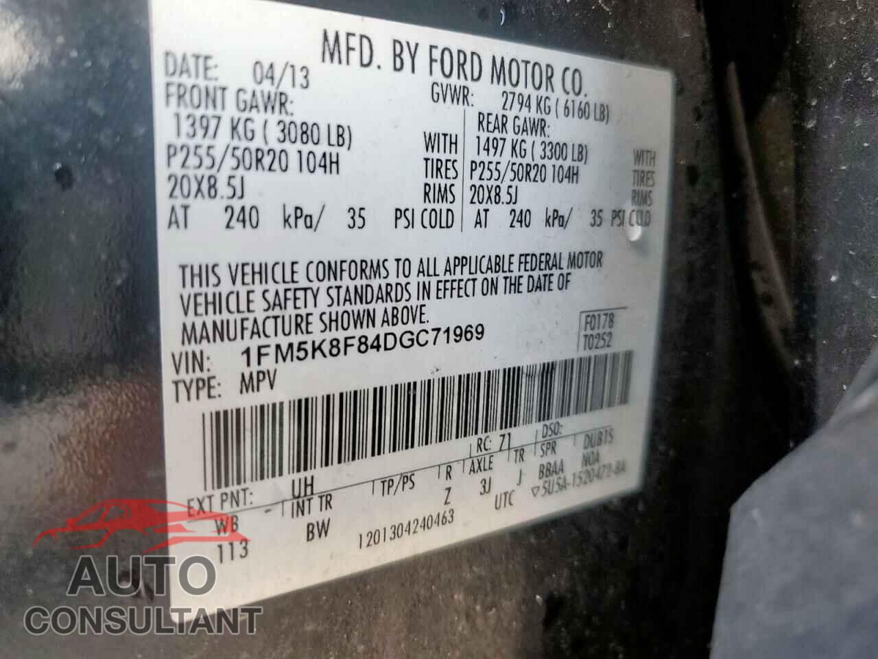 FORD EXPLORER 2013 - 1FM5K8F84DGC71969