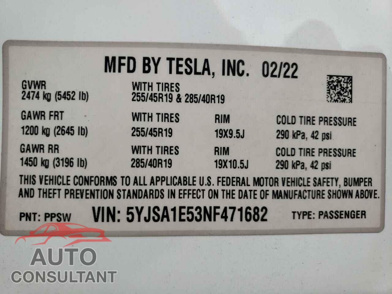 TESLA MODEL S 2022 - 5YJSA1E53NF471682