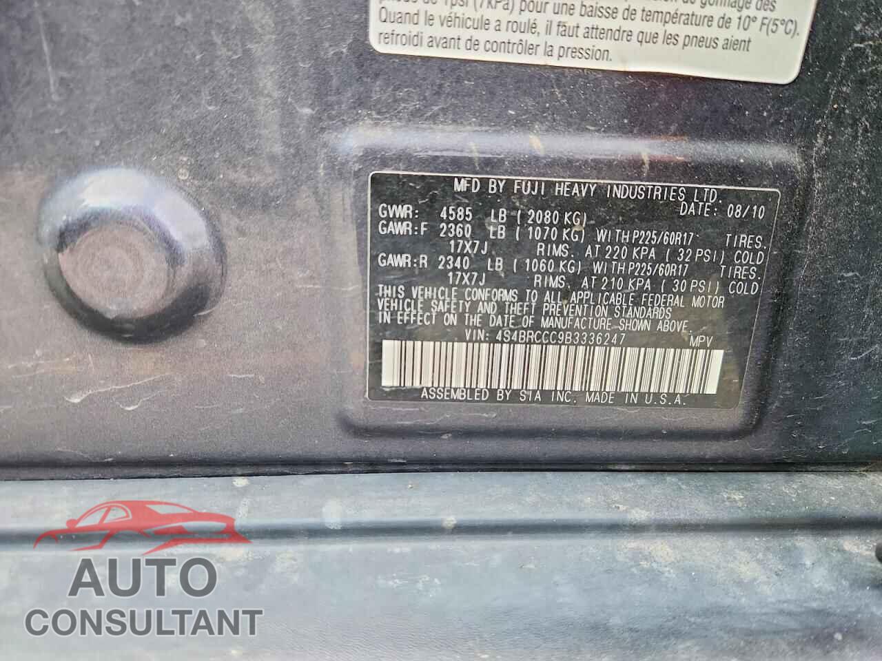 SUBARU OUTBACK 2011 - 4S4BRCCC9B3336247