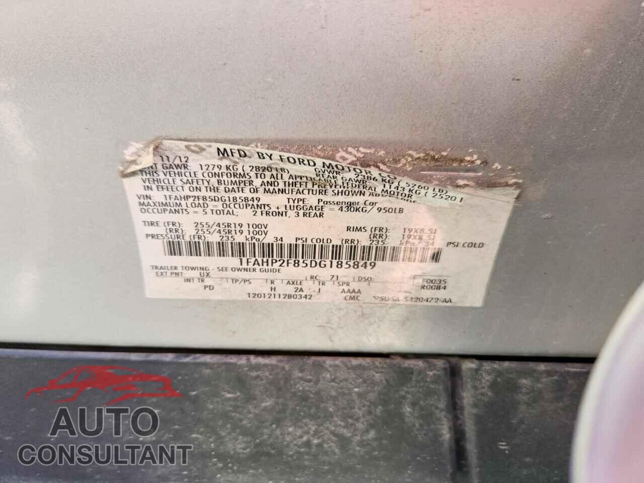 FORD TAURUS 2013 - 1FAHP2F85DG185849