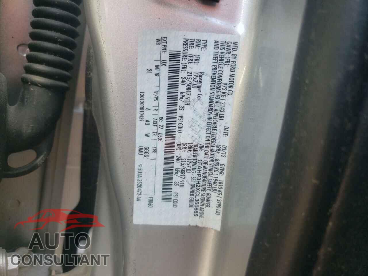 FORD FOCUS 2012 - 1FAHP3H2XCL360665