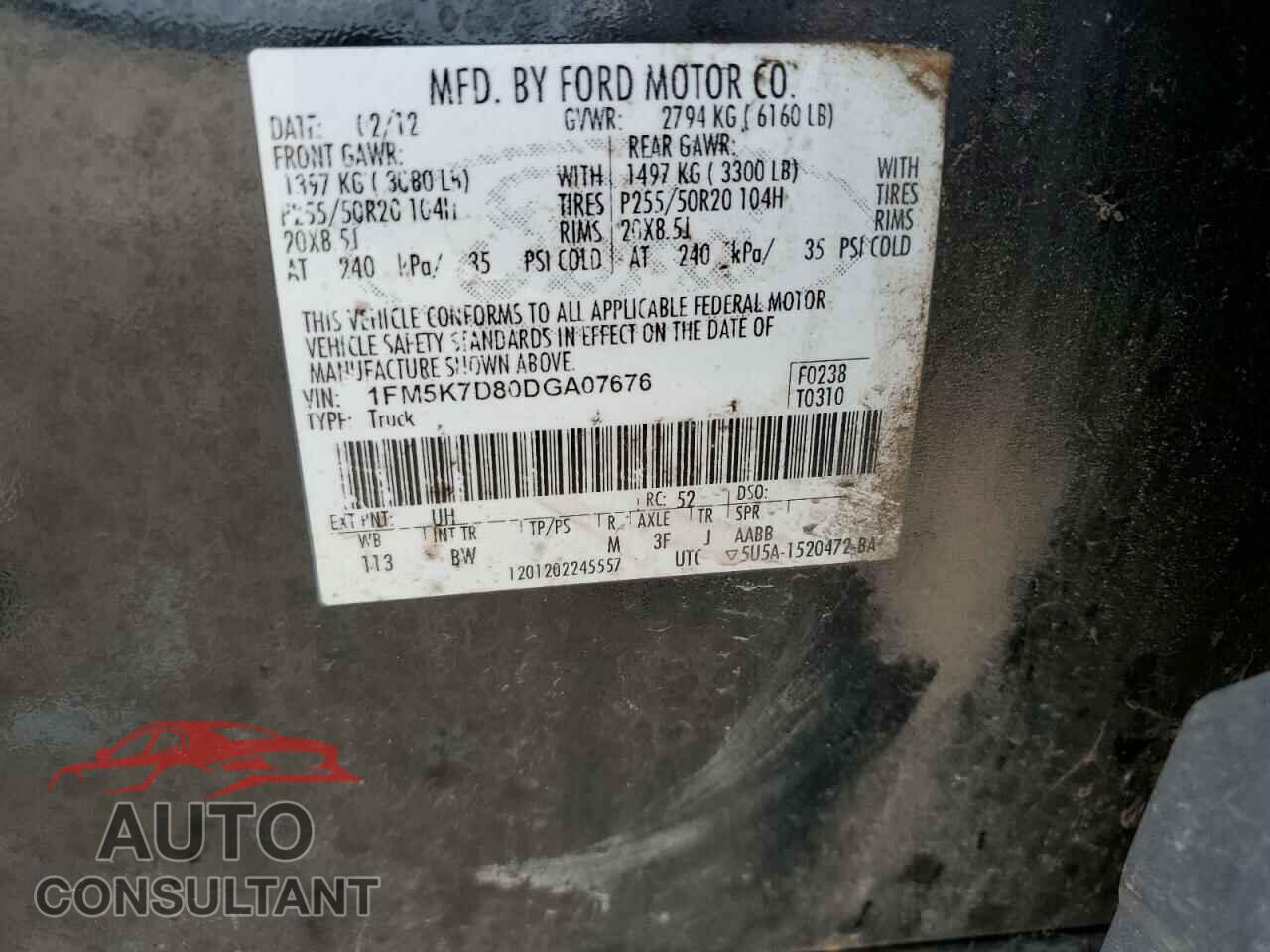 FORD EXPLORER 2013 - 1FM5K7D80DGA07676