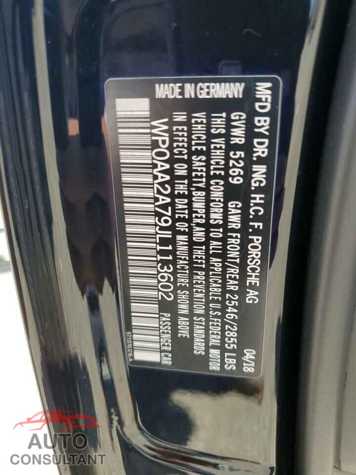 PORSCHE PANAMERA 2018 - WP0AA2A79JL113602