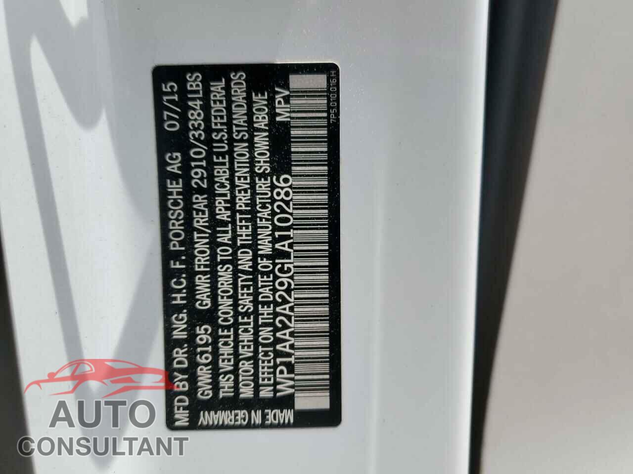 PORSCHE CAYENNE 2016 - WP1AA2A29GLA10286