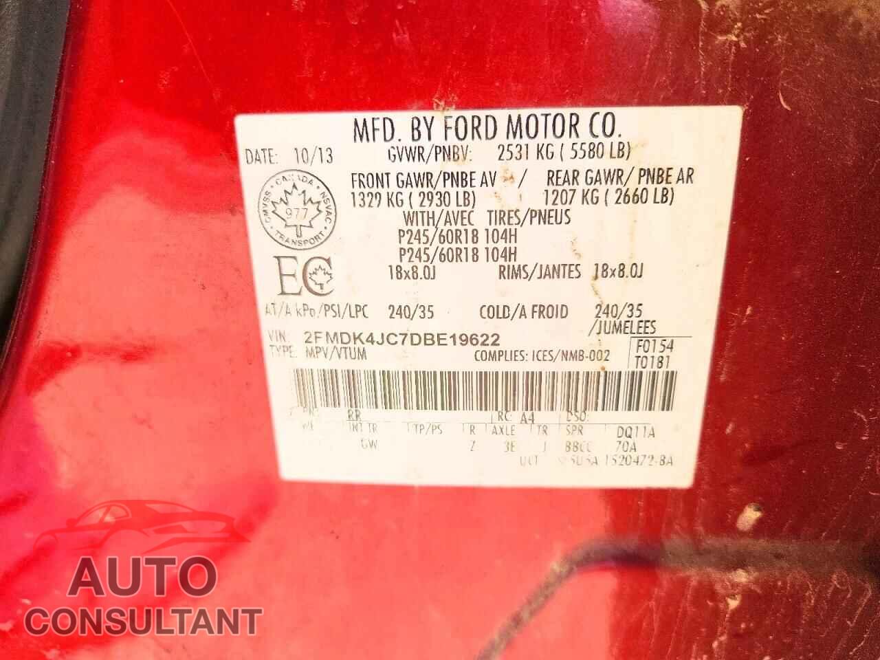 FORD EDGE 2013 - 2FMDK4JC7DBE19622