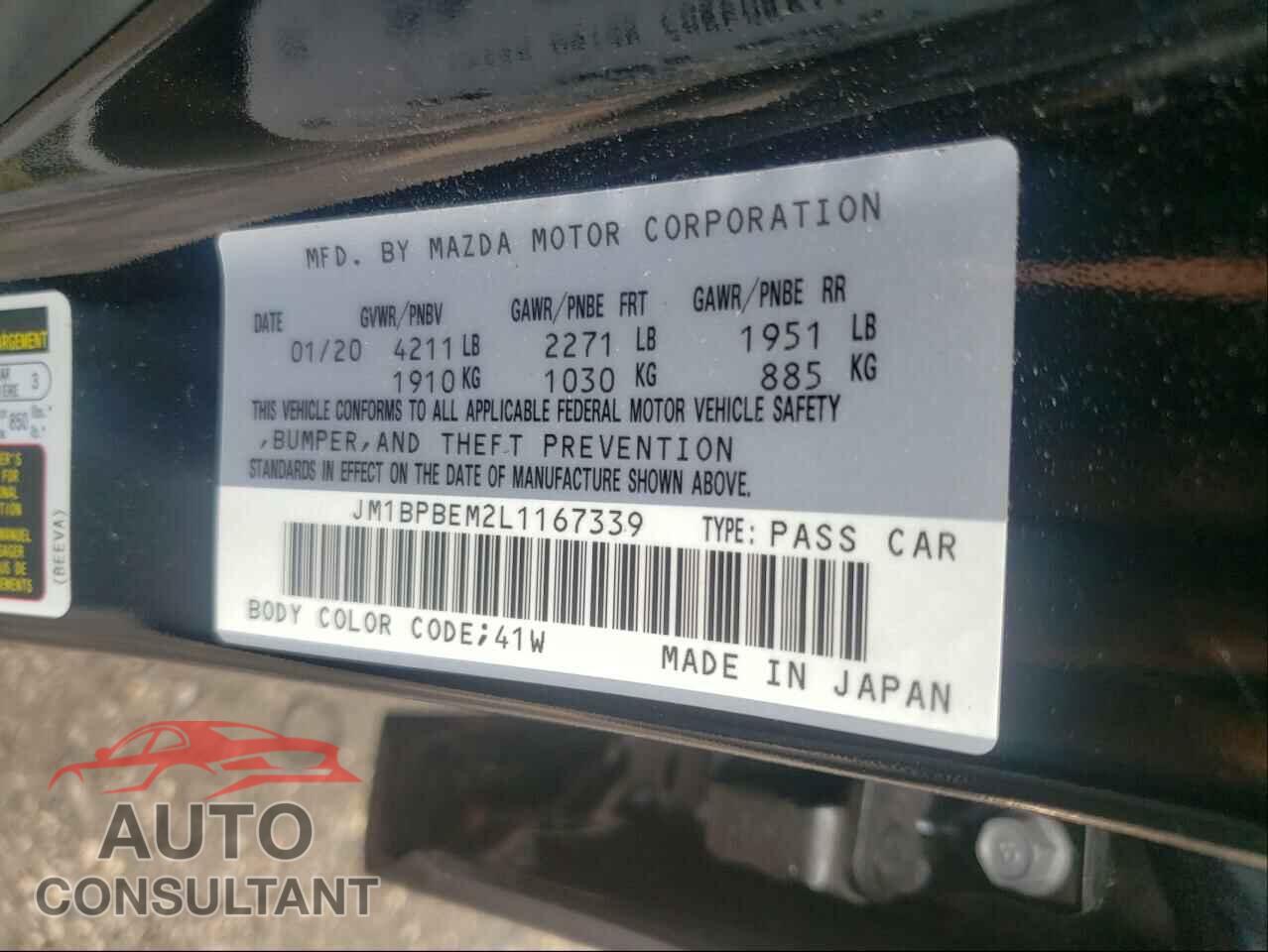 MAZDA 3 2020 - JM1BPBEM2L1167339